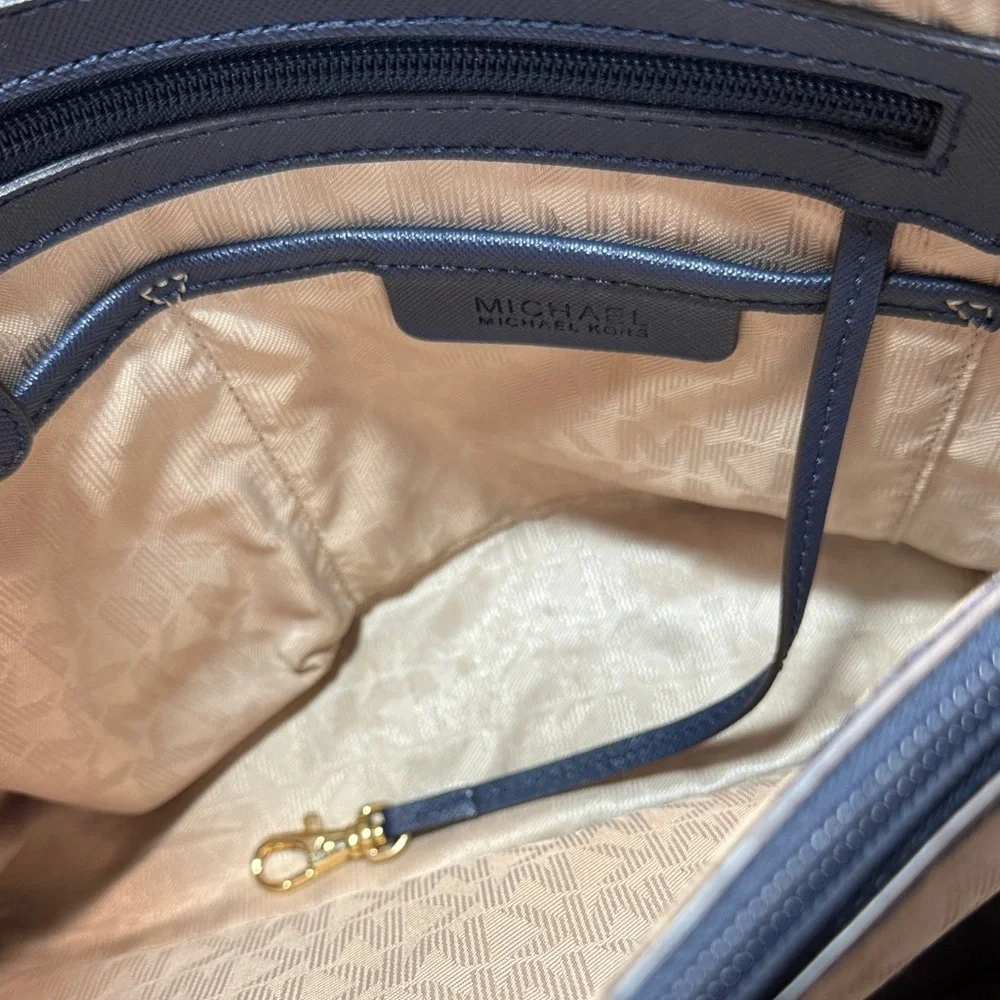Michael Kors navy Blue Tote with Gold Accents
